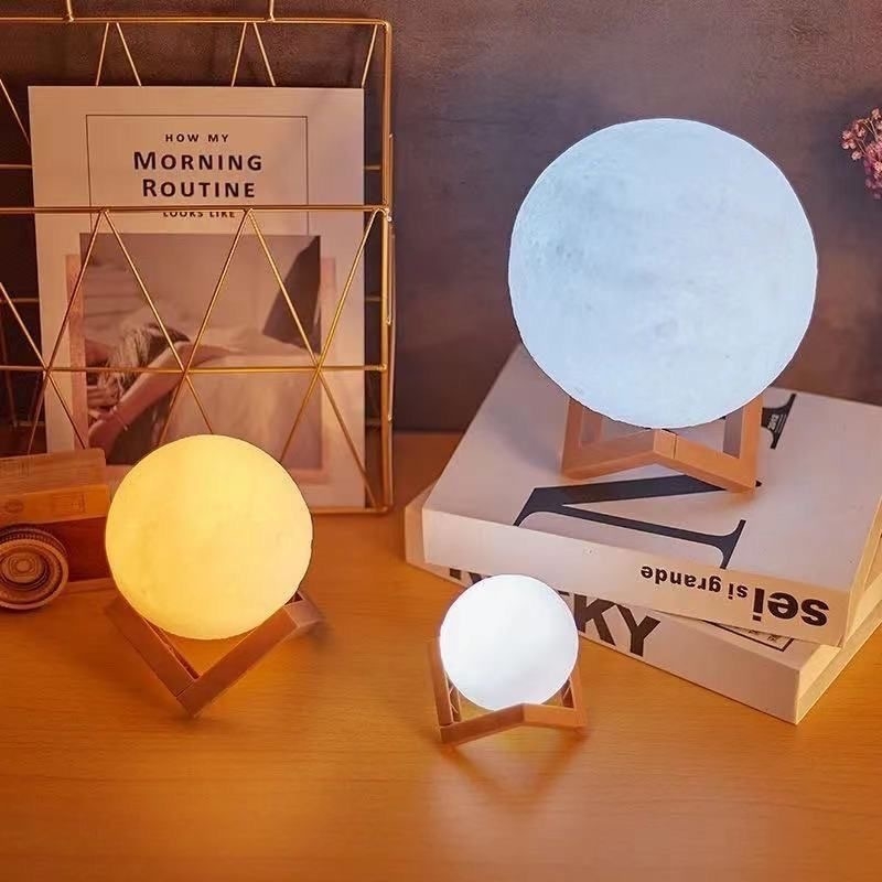 Lampa de noapte 3D alimentată USB, lampă Lună cu trei culori, reglaj nelimitat al luminozității