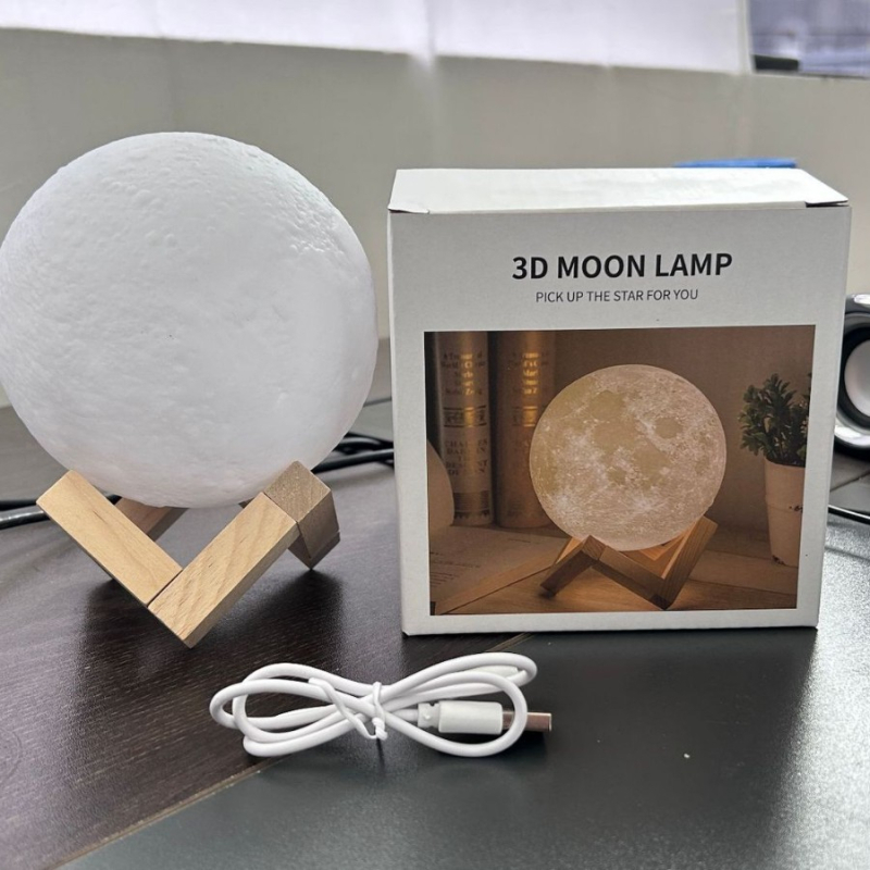 Lampa de noapte 3D alimentată USB, lampă Lună cu trei culori, reglaj nelimitat al luminozității