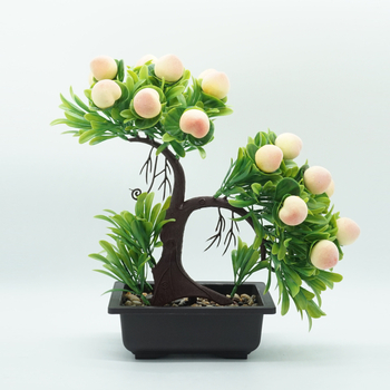 Bonsai artificial cu ardei pentru decor interior – plantă de masă cu ardei realist