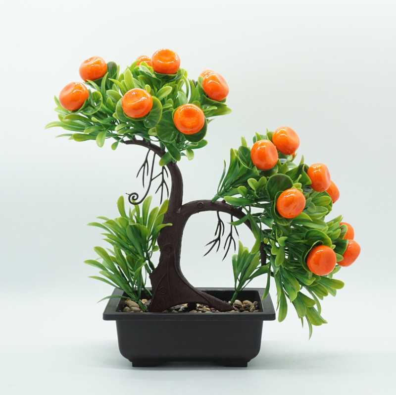 Bonsai artificial cu ardei pentru decor interior – plantă de masă cu ardei realist