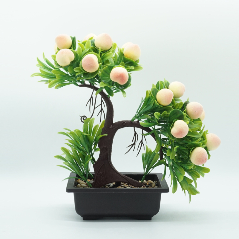 Bonsai artificial cu ardei pentru decor interior – plantă de masă cu ardei realist