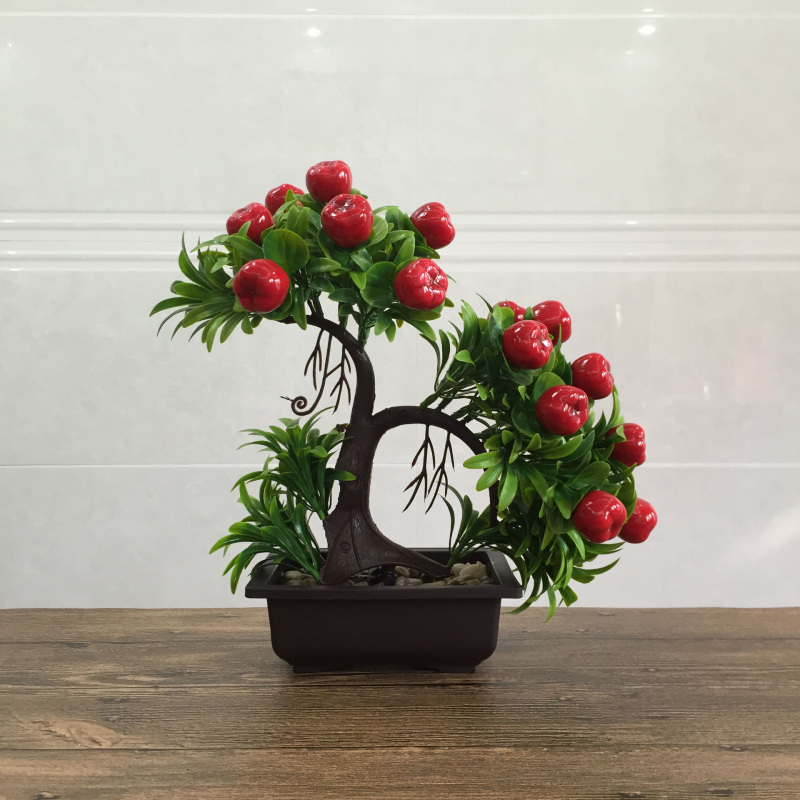 Bonsai artificial cu ardei pentru decor interior – plantă de masă cu ardei realist