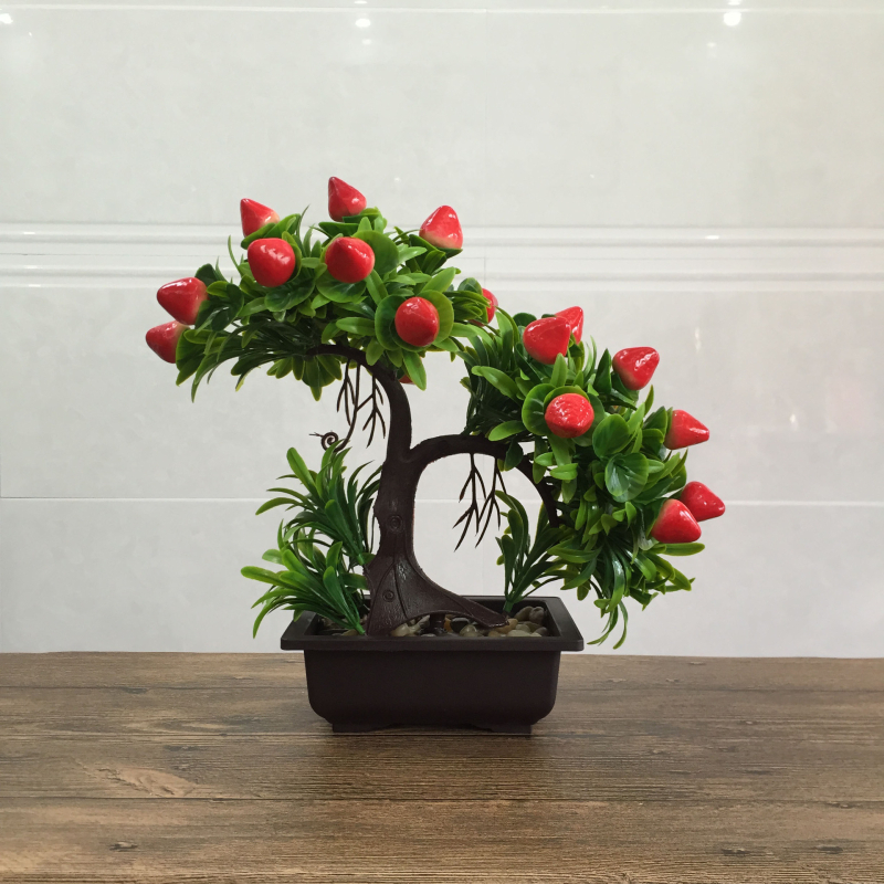 Bonsai artificial cu ardei pentru decor interior – plantă de masă cu ardei realist
