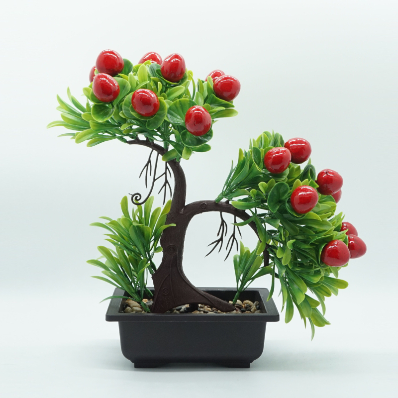 Bonsai artificial cu ardei pentru decor interior – plantă de masă cu ardei realist