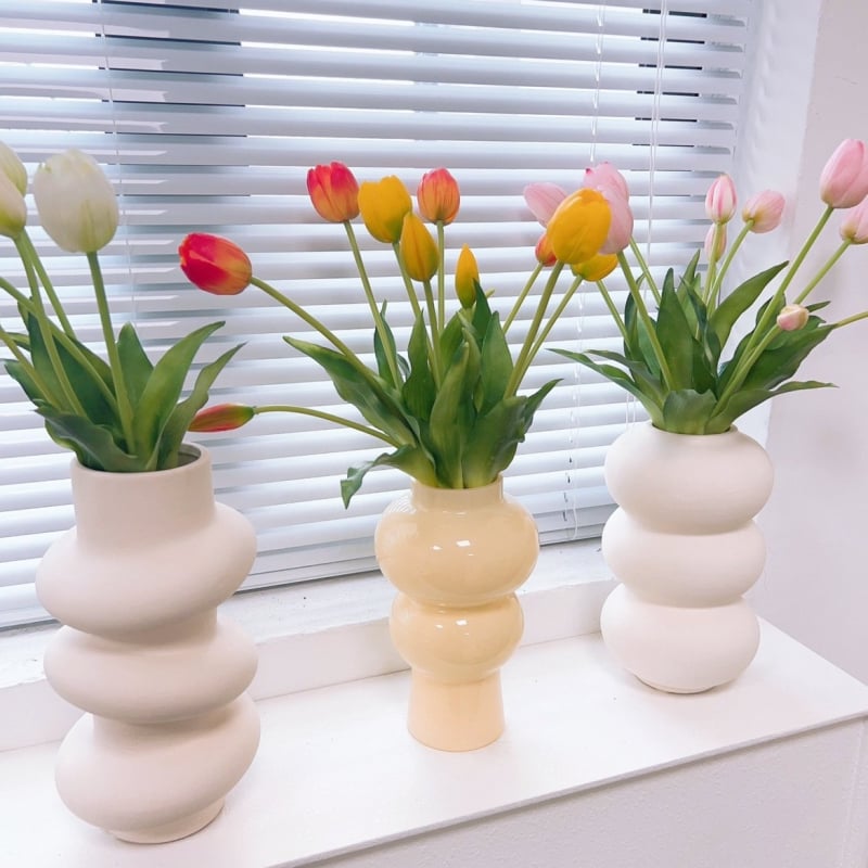 Buchet cu tulipani PU artificiale pentru decor interior, flori moi din cauciuc, buchet ținut în mână