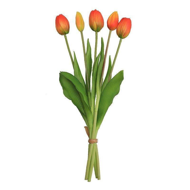 Buchet cu tulipani PU artificiale pentru decor interior, flori moi din cauciuc, buchet ținut în mână