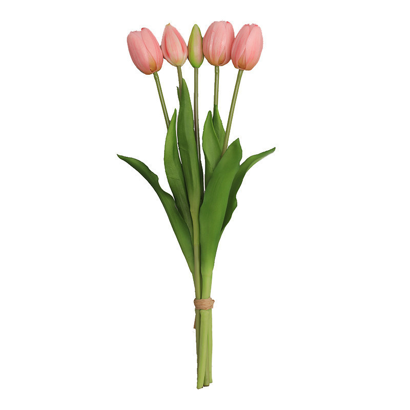 Buchet cu tulipani PU artificiale pentru decor interior, flori moi din cauciuc, buchet ținut în mână