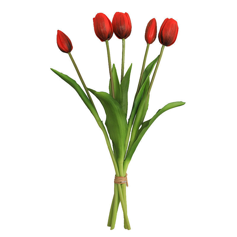 Buchet cu tulipani PU artificiale pentru decor interior, flori moi din cauciuc, buchet ținut în mână