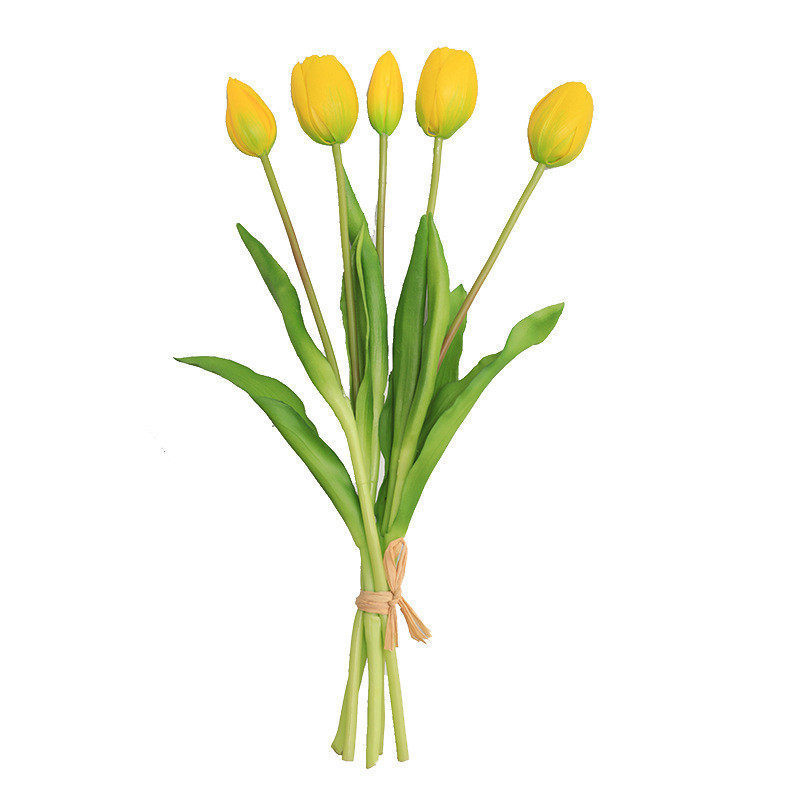 Buchet cu tulipani PU artificiale pentru decor interior, flori moi din cauciuc, buchet ținut în mână