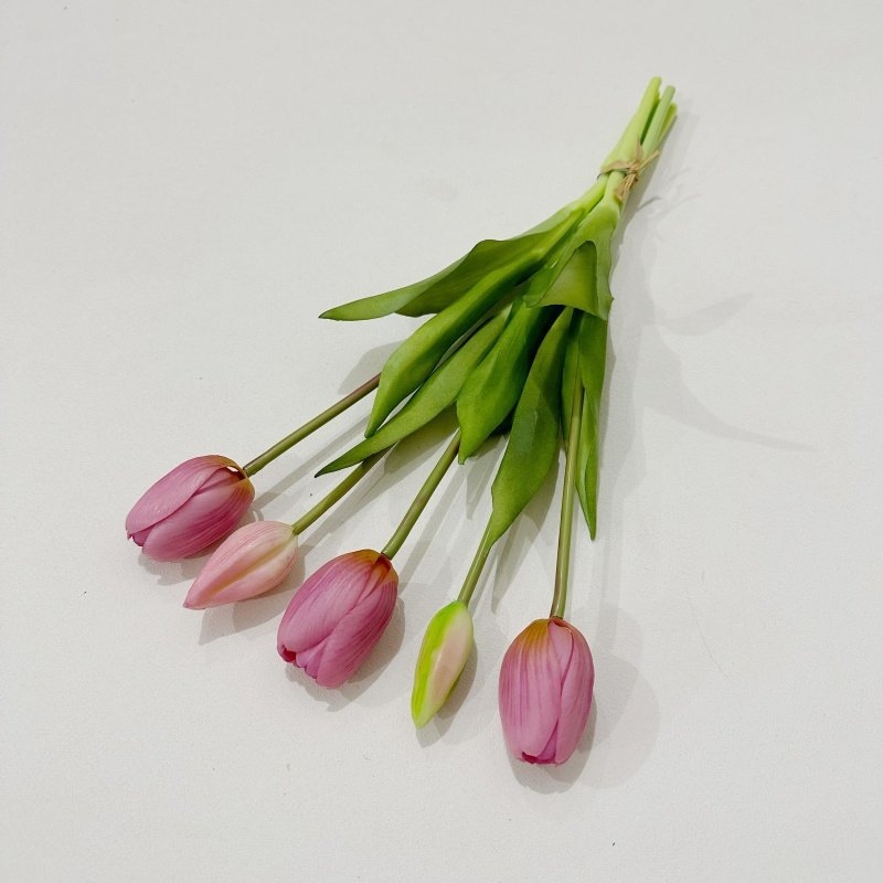 Buchet cu tulipani PU artificiale pentru decor interior, flori moi din cauciuc, buchet ținut în mână