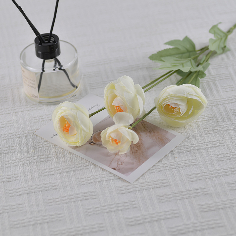 4 trandafiri ceai din mătase - flori artificiale pentru decor acasă, decor masă, recuzită pentru fotografii, flori din plastic pentru sală de nuntă
