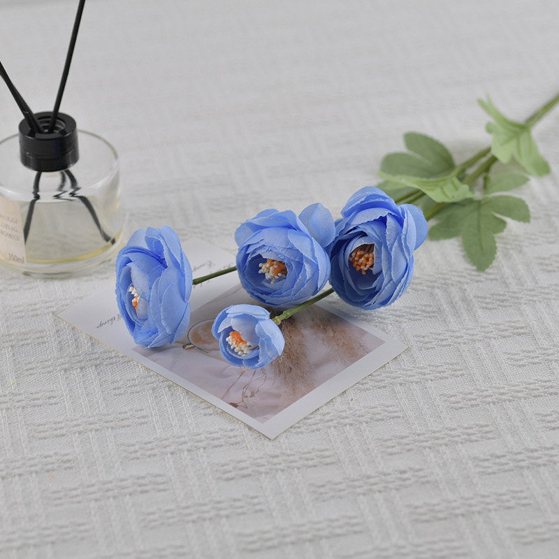 4 trandafiri ceai din mătase - flori artificiale pentru decor acasă, decor masă, recuzită pentru fotografii, flori din plastic pentru sală de nuntă