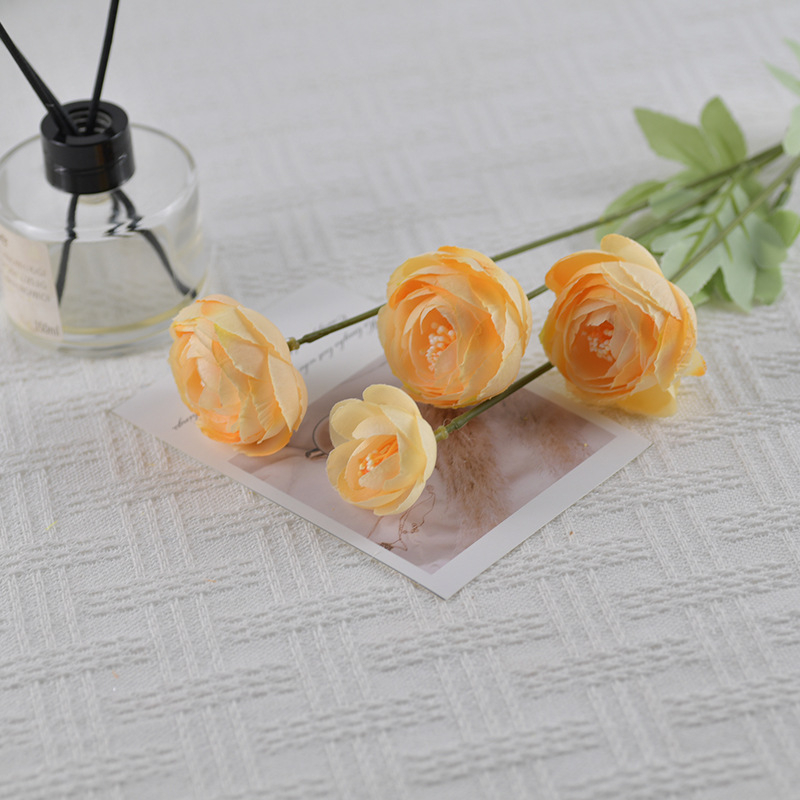 4 trandafiri ceai din mătase - flori artificiale pentru decor acasă, decor masă, recuzită pentru fotografii, flori din plastic pentru sală de nuntă