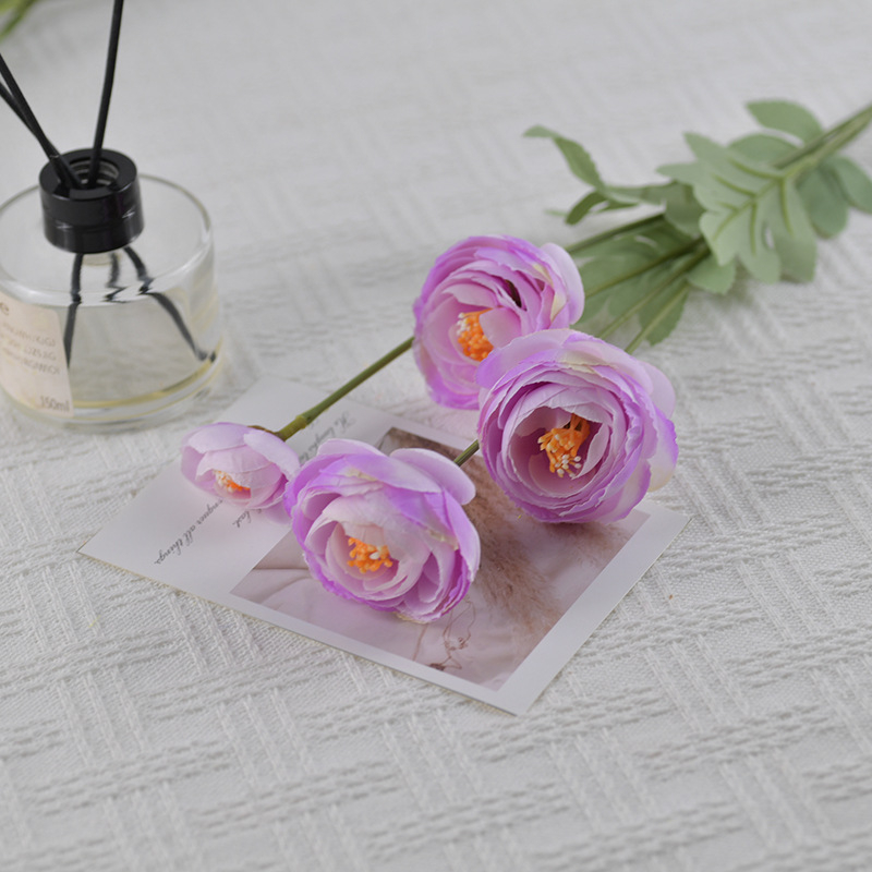 4 trandafiri ceai din mătase - flori artificiale pentru decor acasă, decor masă, recuzită pentru fotografii, flori din plastic pentru sală de nuntă