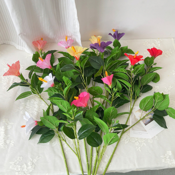 Flori de mătase Hibiscus și orchidă Oncidium pentru nunți, decor pentru casă și hotel