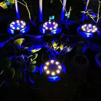 Слънчеви подземни светлини със странично излъчване, 8+4 LED, за външен двор и градина