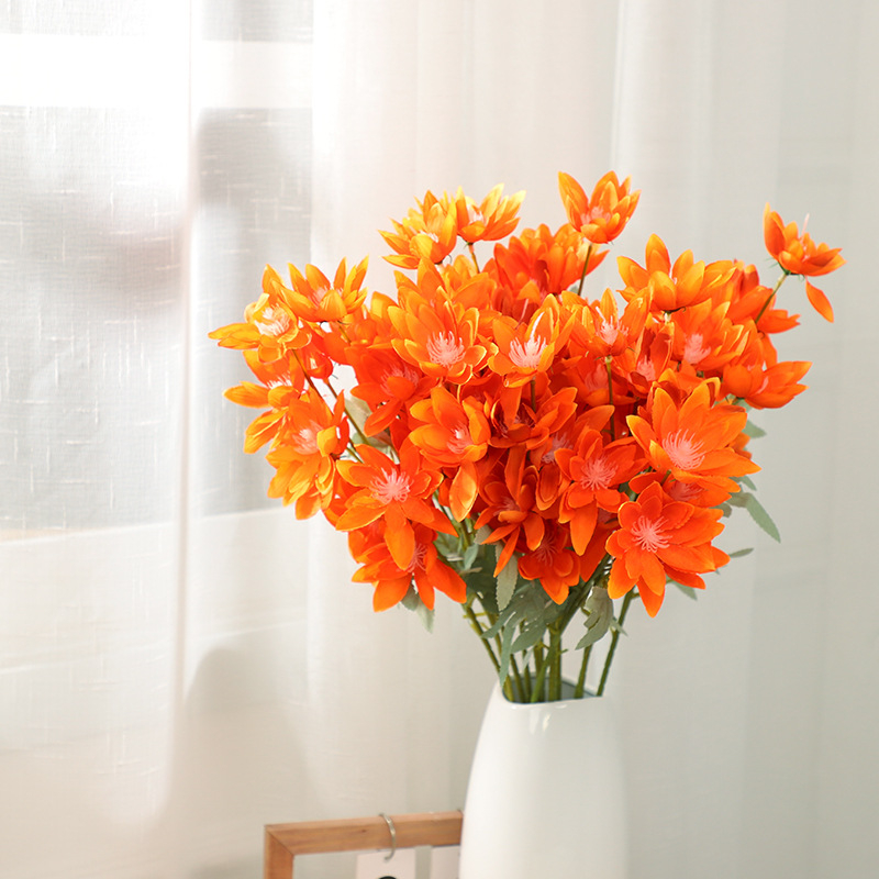 Flori mari de mătase pentru decor de nuntă: floare de foc și lotus de zăpadă, înălțime 30–100 cm