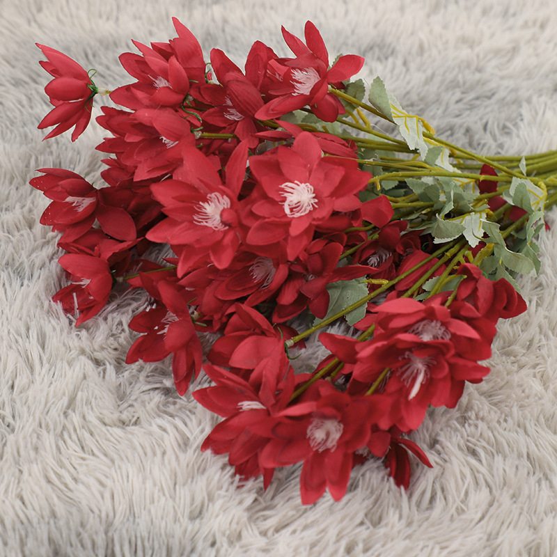 Flori mari de mătase pentru decor de nuntă: floare de foc și lotus de zăpadă, înălțime 30–100 cm