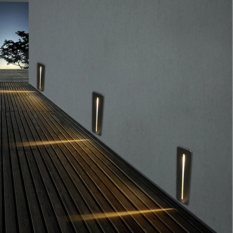 LED exterior pentru trepte cu iluminare de perete — set cu carcasă din aluminiu