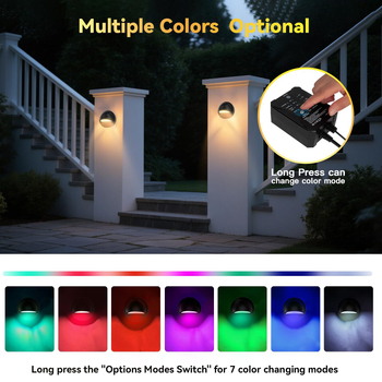 Set de iluminat RGBW exterior cu transformator, senzor de lumină și temporizator, IP67 impermeabil – pentru grădină, curte, terasă și trepte
