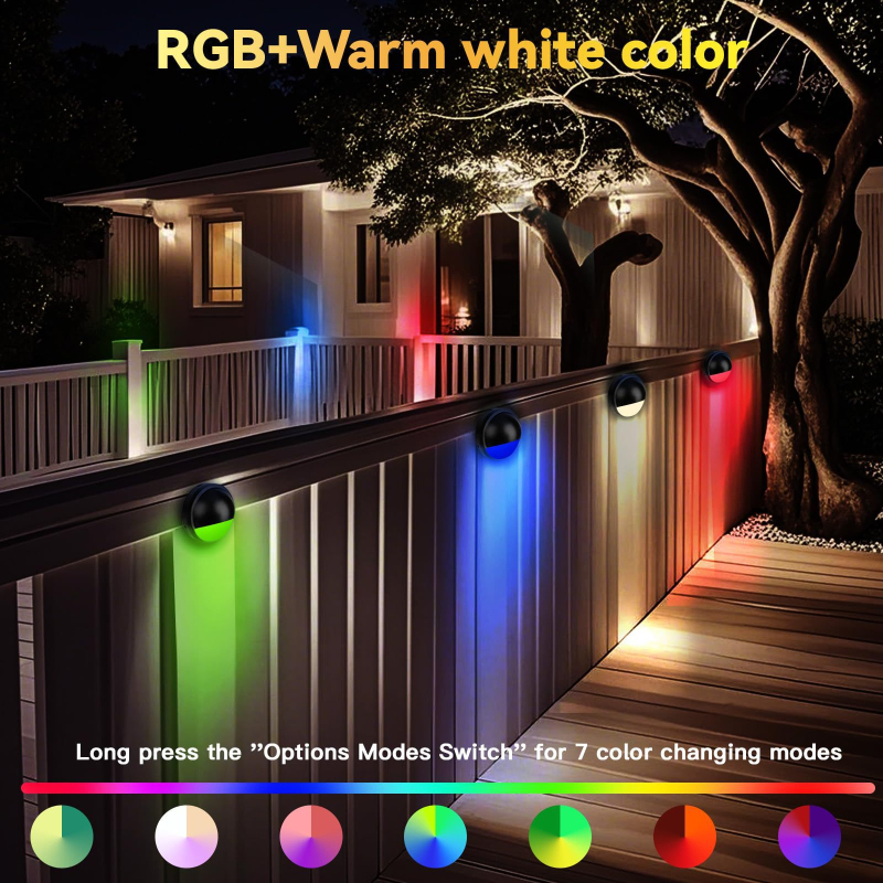 Set de iluminat RGBW exterior cu transformator, senzor de lumină și temporizator, IP67 impermeabil – pentru grădină, curte, terasă și trepte
