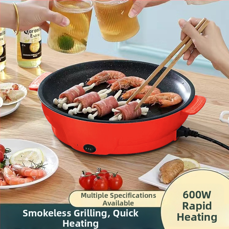 Elektrická gril panvica pre domáce použitie, BBQ panvica, bezdymové grilovanie, vyprážanie a opekanie – priemer 22/26/30 cm
