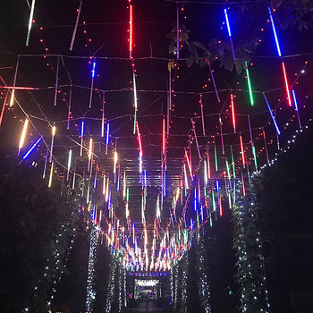 Lumini LED în ploaie de meteoriți pentru bradul de Crăciun, alimentare solară, impermeabile