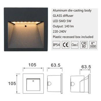 Set LED pentru trepte, impermeabil pentru exterior, încastrat în holuri și trepte, pe perete lateral, lumină de noapte