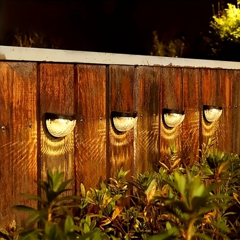 Соларна 6‑LED полукръгла лампа за ограда, външно стенно осветление, лампа за стъпала с водни капки, двор