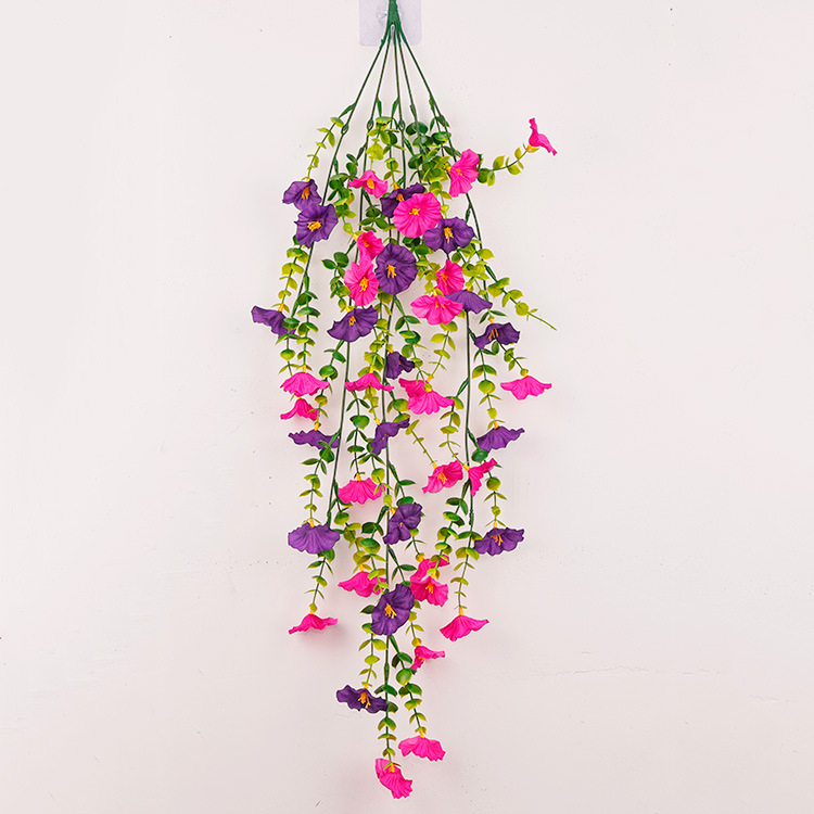 Flori artificiale cu eucalipt, Morning Glory, flori de satin, decor de perete pentru casă și curte, stil Rattan