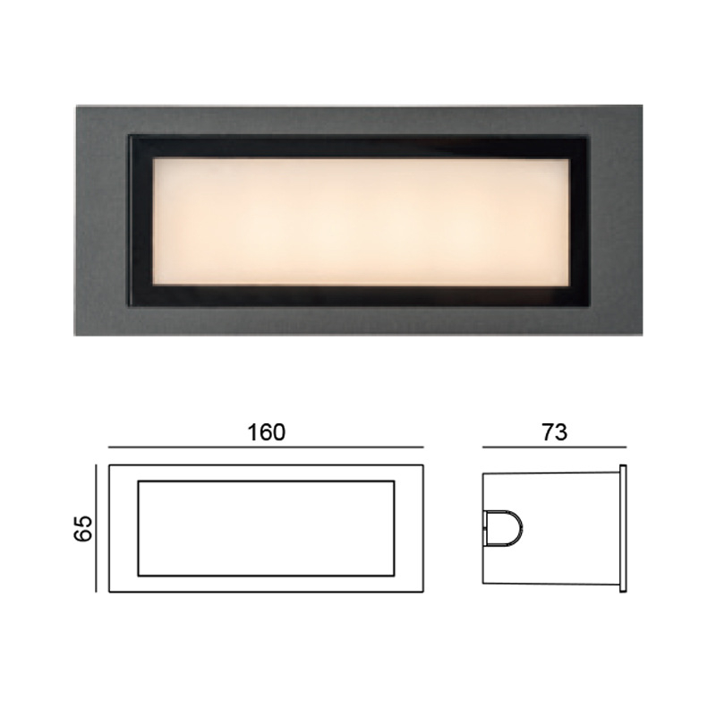 Lumină de exterior dreptunghiulară pentru coridoare, holuri, scări, colțuri și intrări
