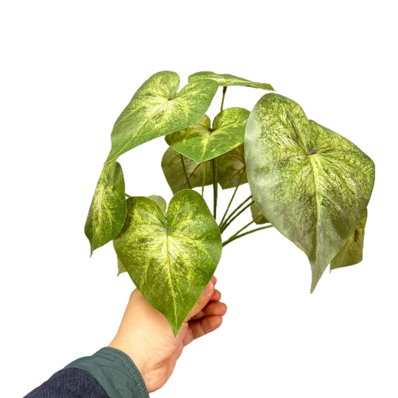 Plante artificiale verzi cu frunze de măr și taro, decor mini peisaj pentru perete, frunze lipite decorative