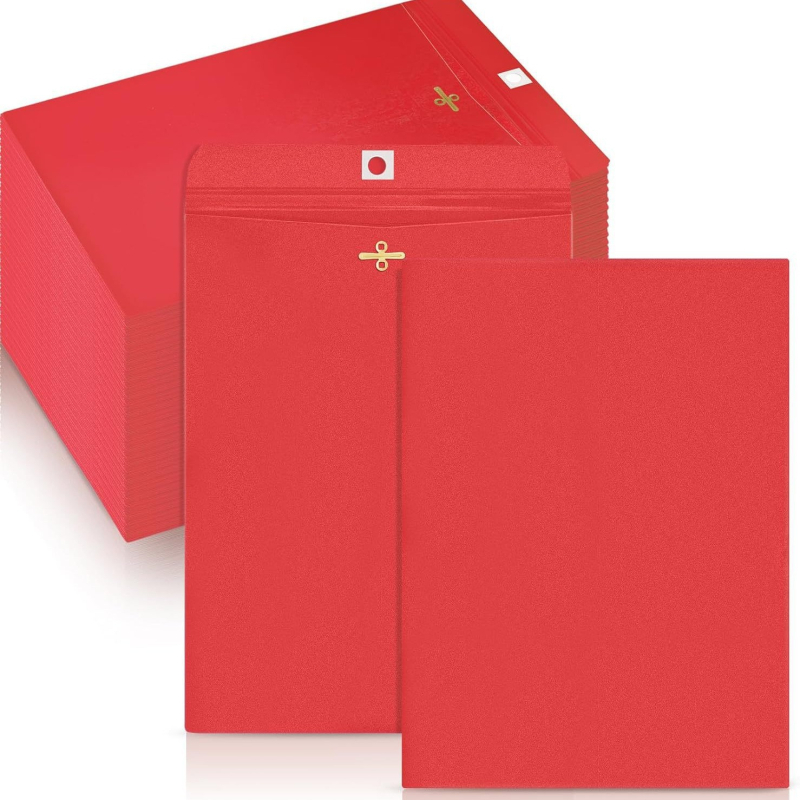 Plicuri de invitație din hârtie Kraft, cu hârtie de corespondență colorată, stil vest-european, cataramă roșie din metal