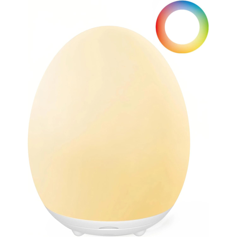 Lampă de veghe în formă de ou, USB încărcare, lumini multicolore, temporizator, pentru camera copiilor