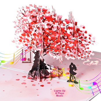 3D szív alakú fa pop-up üdvözlőlap Valentin-napra, anyák napi ajándékkártya és esküvői meghívó