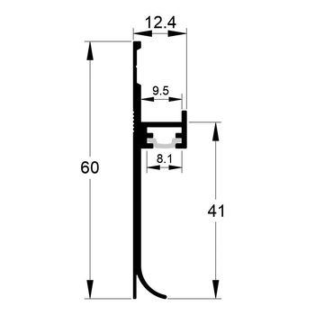 Carcasă pentru bandă LED într-un profil din aluminiu pentru iluminare de prag, model GY6012, aluminiu 6063, oxidare anodică.