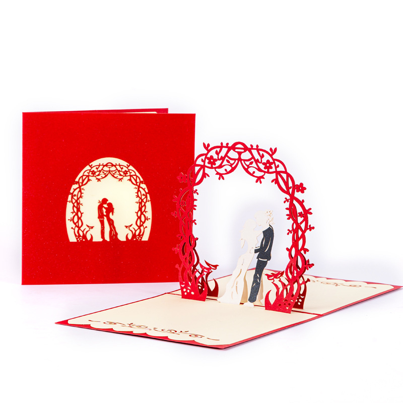Új édes 3D lézeres kivágású esküvői üdvözlőlap, Valentin-napi kártya és személyre szabott esküvői meghívó