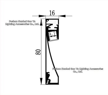 GY8016 Kit carcasă LED pentru bandă în canal de aluminiu pentru plintă — aluminiu 6063, anodizat, decor birou