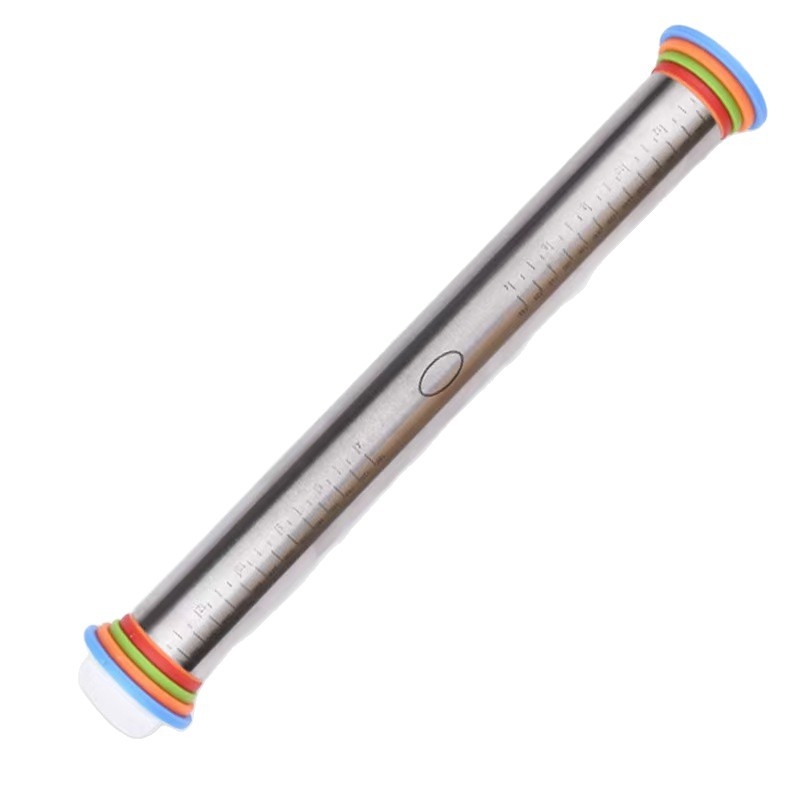 Rolă de bucătărie din oțel inoxidabil, 17 inch, grosime reglabilă și scară de măsurare