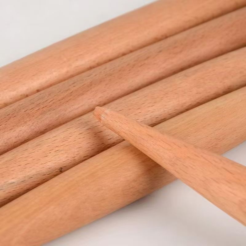 Rulou din lemn de fag, cu două capete ascuțite, design subțire cu două tije, potrivit pentru foi de aluat pentru gyoza, utilizare casnică