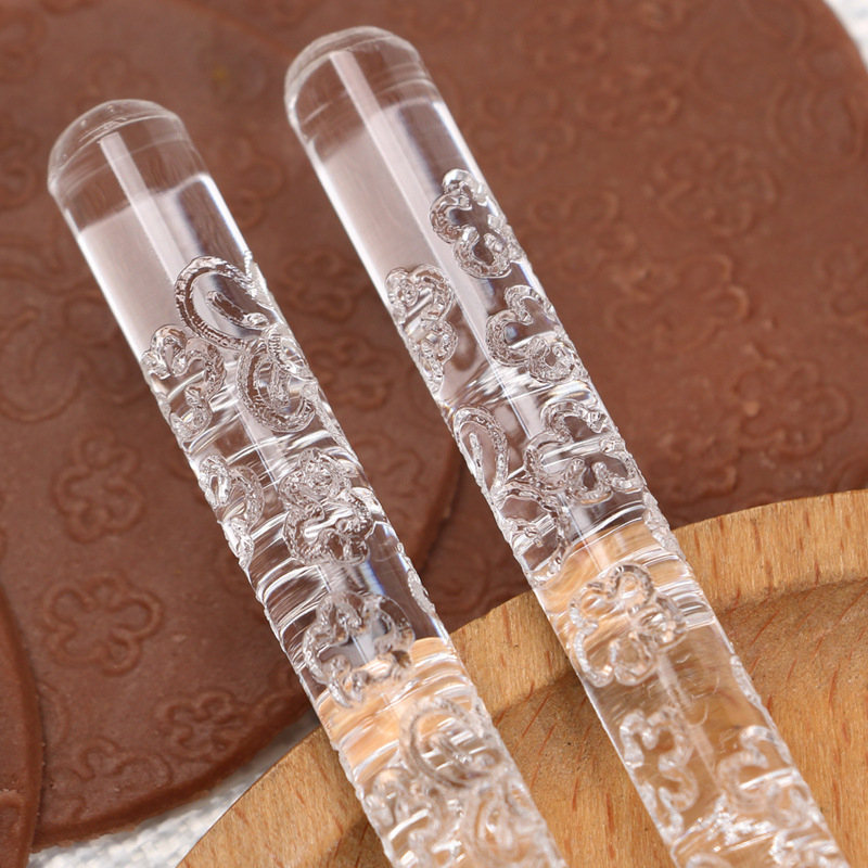 Rulou de fondant acrilic cu imprimare – transparen 16x1 cm, design cu floare de prune pentru patiserie