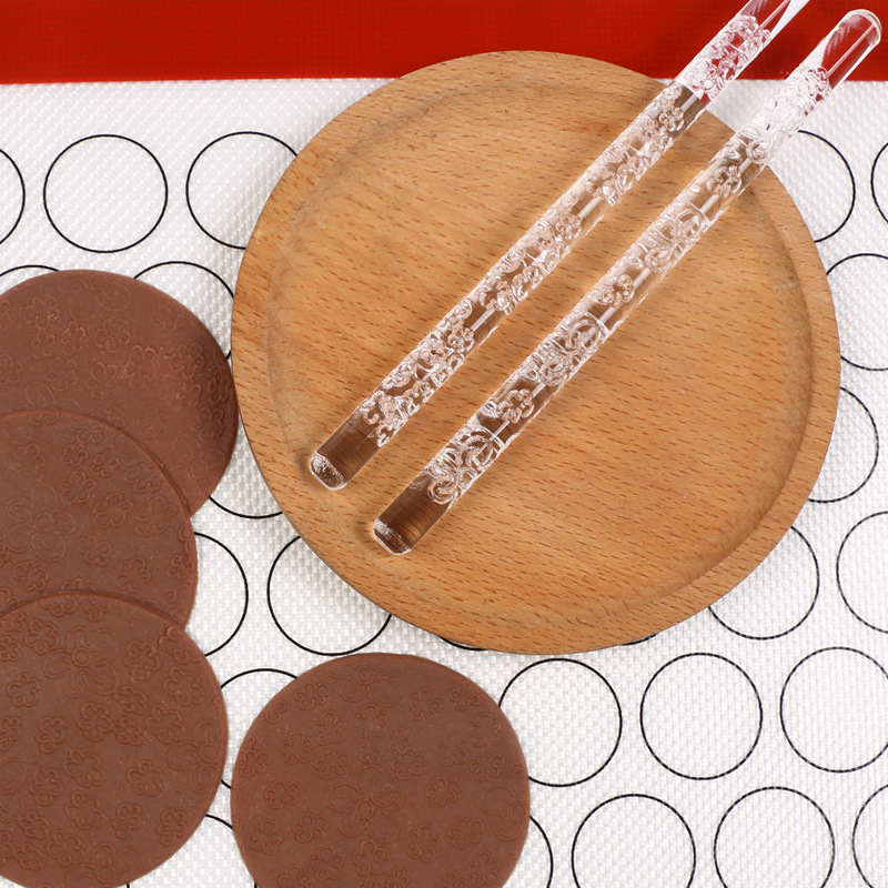Rulou de fondant acrilic cu imprimare – transparen 16x1 cm, design cu floare de prune pentru patiserie