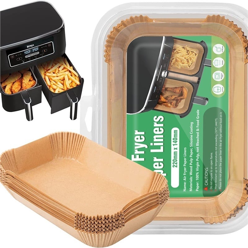 Hârtie dreptunghiulară pentru friteuza cu aer, acoperire din silicon uleiat, Ninja dual pot, farfurie de hârtie de unică folosință