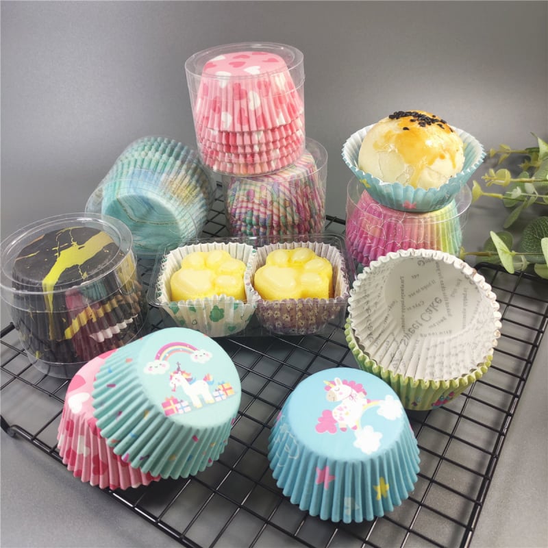 Pleasant Forme de copt din hârtie, o singură folosință, pentru prăjituri și tavă de bază a cuptorului, hârtie acoperită, rezistentă la ulei și apă
