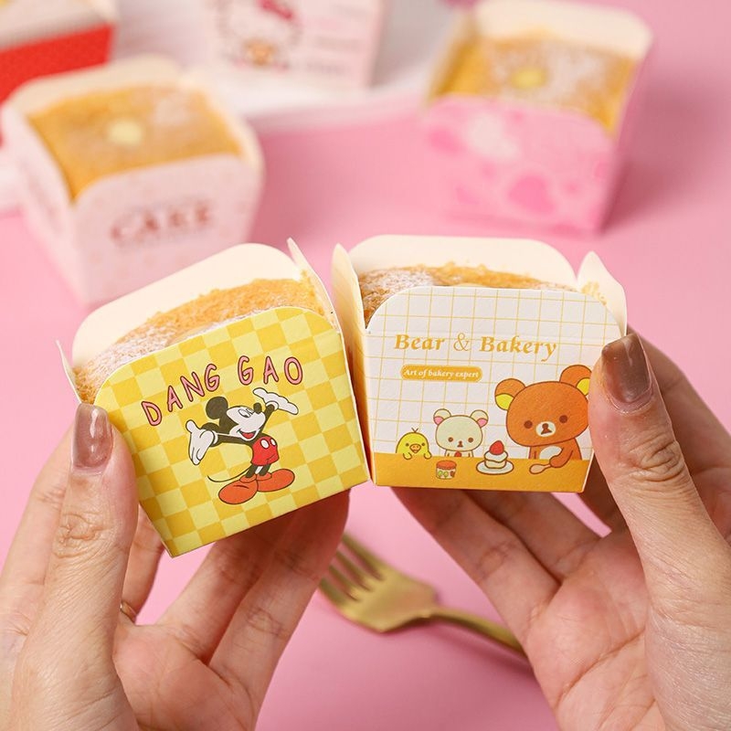 Forme de brioșe din hârtie de copt cu strat de șifon, forme pătrate pentru cuptor, stil Hokkaido