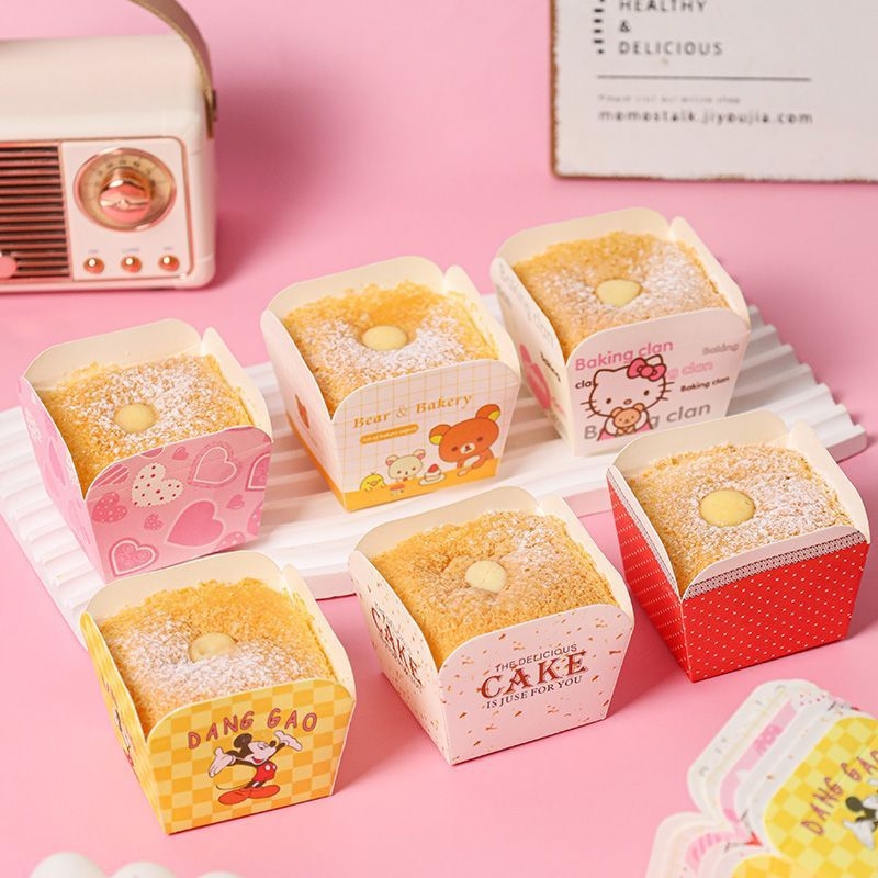 Forme de brioșe din hârtie de copt cu strat de șifon, forme pătrate pentru cuptor, stil Hokkaido