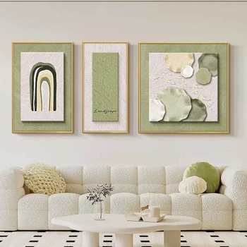 Tablou decorativ alb-negru minimalist pentru fundalul canapelei, triptic abstract cu nouă pești pentru sufragerie