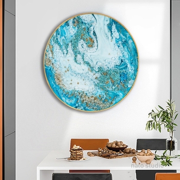 Tablou abstract pentru perete, rotund, cu incrustări de diamante pe porțelan cristal, înrămat, decor pentru living