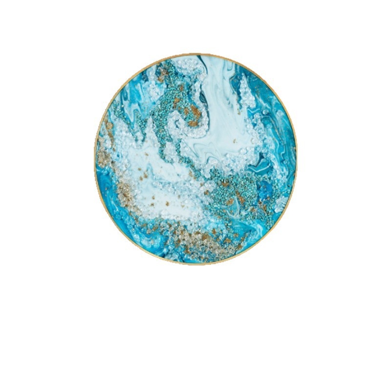Tablou abstract pentru perete, rotund, cu incrustări de diamante pe porțelan cristal, înrămat, decor pentru living