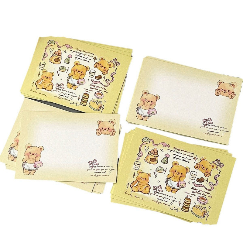 Butter Bear drăguț - Carte de mesaje pentru ziua de naștere, card ilustrat în stil desen animat, scrisă de mână